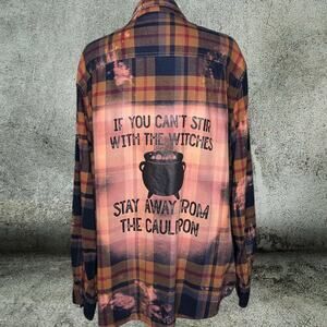 Stir With Witches Cauldron Custom Plus Size Flannel Shirt, 3XL
